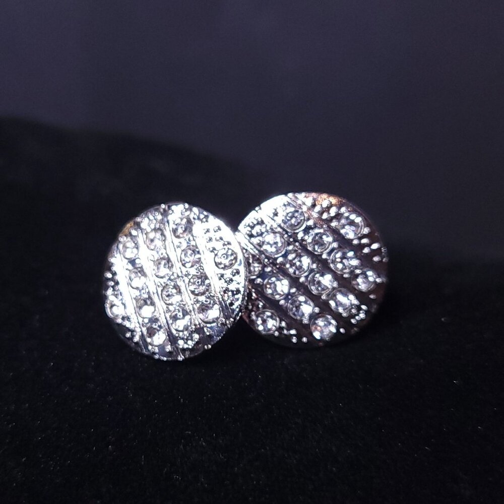 Crystal Silver Tone Clip On Earrings